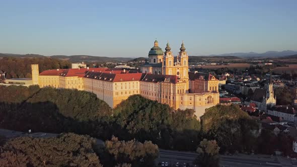 Aerial View of Melk Abbey, Austria alt