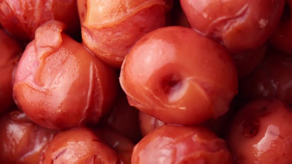 Canned Cherry Rotating on Black Background Drunken Cherry Dessert Tinned Cherry Spun Compote alt
