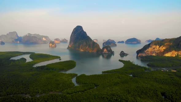 Aerial View Phang Nga Bay Beautiful View of Phang Nga Bay From Samet Nang She Viewpoint Thailand alt