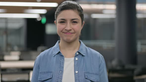 Indian Woman Showing No Sign By Shaking Head alt