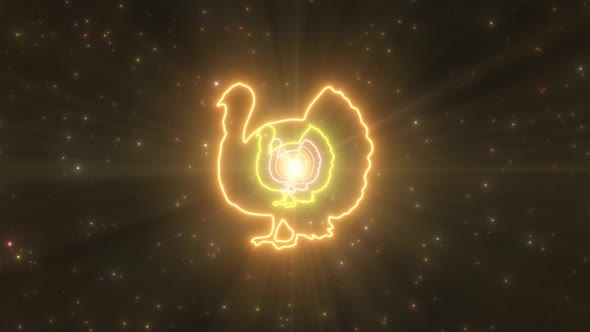 Thanksgiving Turkey Shape Outline Season Abstract Neon Lights Tunnel - 4K alt
