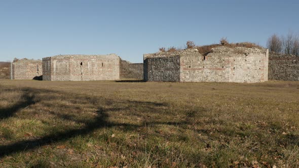 GAMZIGRAD, SERBIA - DECEMBER 25, 2017 Towers of Felix Romuliana built by Roman Emperor Galerius. The alt