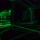 Flying Inside Green Digital Wireframe City Seamless Loop - VideoHive Item for Sale