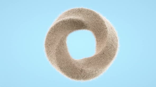 3d render Abstract ring with hairs rotating. Motion design. Smooth hypnotic pattern. Seamless loop. alt