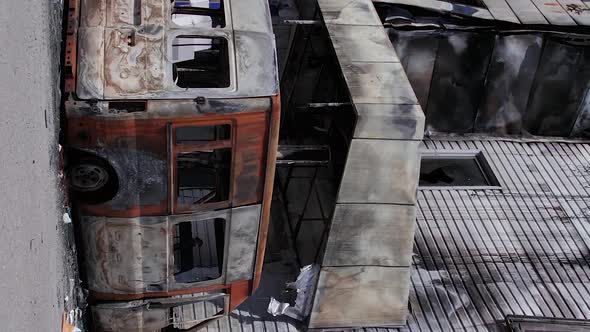 Vertical Video of a Destroyed Shopping Mall During the War in Bucha Ukraine alt