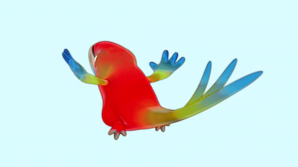 4K cartoon animation of a fun Parrot with alpha included alt
