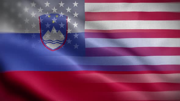 USA Slovenia Flag Loop Background 4K