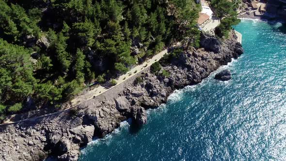 Flight Over Beautiful Seashore at Mallorca