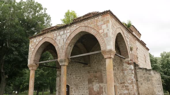 Mosque of Bali beg  located in city of Nis fortress by the day 4K 2160p 30fps UltraHD tilting footag alt