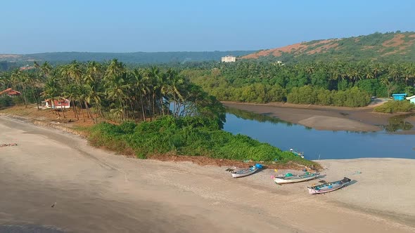 Arambol India Drone View From Above at the Beach with White Sand alt