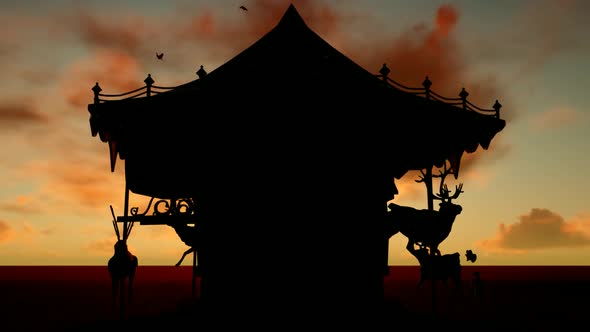 Silhouette Carousel and Time-lapse Sky