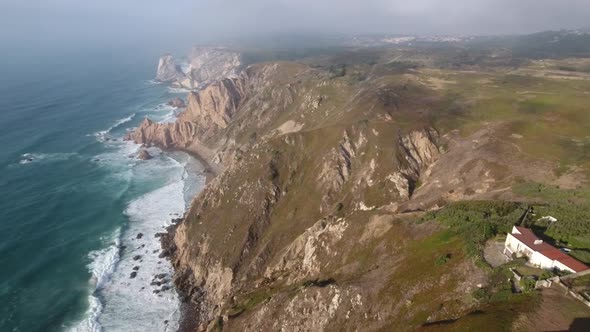 Aerial view of Cabo da Roca, Portugal - westernmost point of continental Europe alt