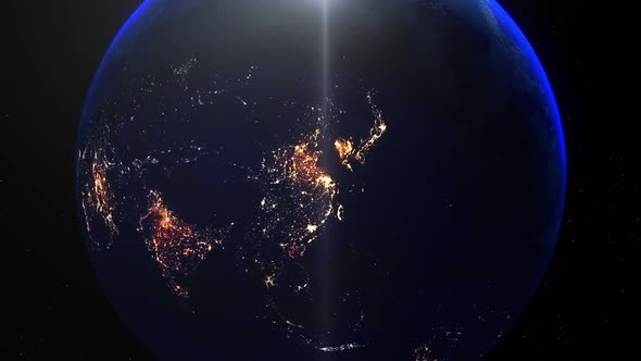 Realistic Earth Night Zoom Out Clouds China Shangai alt