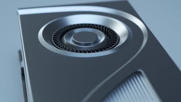 Presentation of new GPU. Isolated Graphics processor unit. New technology. 4k alt