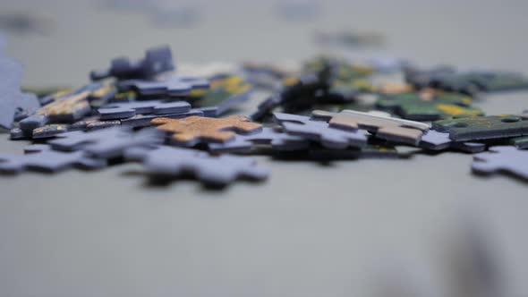 Puzzle Pieces Falling Down. Business Concept for Key Completion for Business Success. Falling Down