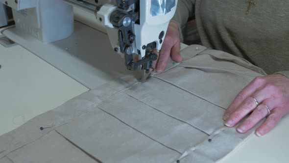 Sewing ends of curtain trim sewing machine MID SHOT alt