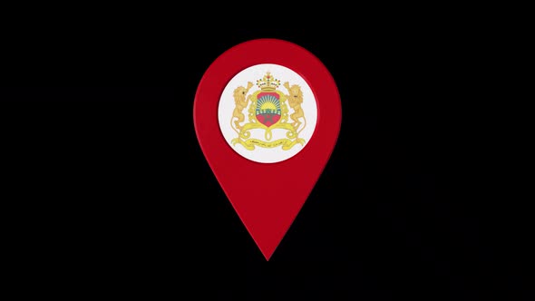 3D Rotating Pin Icon Animation With Morocco Coat Of Arms Alpha Channel 2K alt