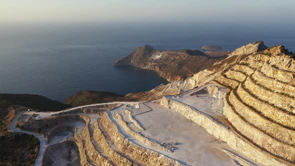 Aerial View of a Gypsum Quarry Mine on the Coast of Crete, Greece