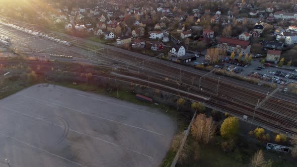 Aerial View of Railway and Neighborhood in Stockholm