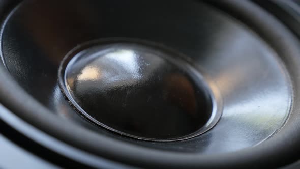 Modern high fidelity  speaker membrane vibrations 4K 2160p 30fps UltraHD  panning footage - Slow pan alt