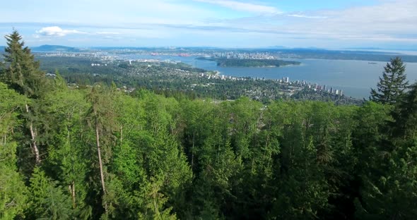  Drone Shot of the Large City Nestled on British Columbia's Coast. alt