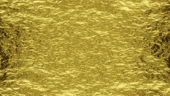 3d Rendered Golden Metal Surface with Wavy Shapes