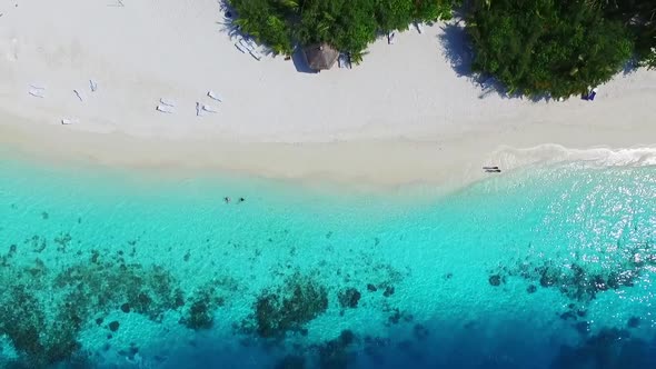 Maldives Island Tropical White Sand Beach Aerial View