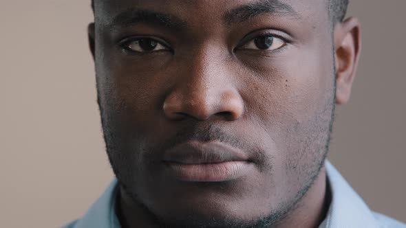 Angry African Adult Man Sad Male Businessman Analyst Boss Displeased Look at Camera Nervous American alt