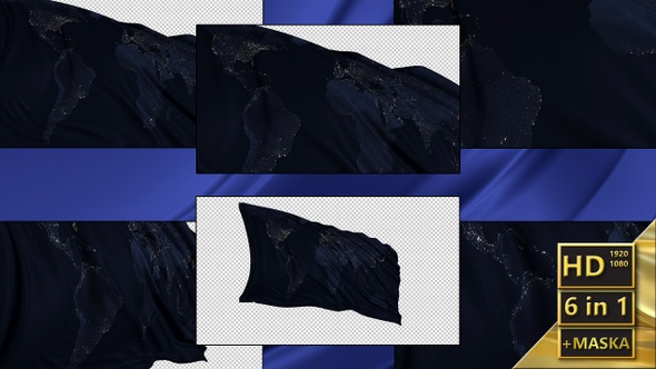 Flag with the Texture of Planet Earth at Night