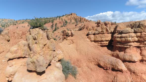 Bryce Canyon.  Aerial Over Abstract Beautiful Red Spire-shaped Rock Formations alt
