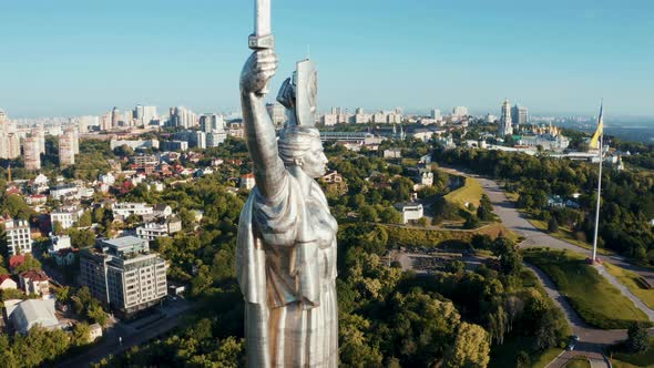 Aerial View of the Mother Motherland Monument in Kiev alt