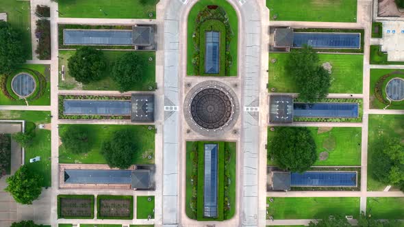 Top down aerial of underground portion of Texas State Capitol offices for politicians and legislator alt
