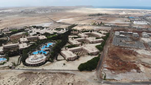 Aerial footage showing the wonderful Hotel in Capo Verde or Cape Verde alt