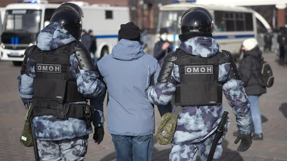 Riot Police Arrest Man on Protest Russia