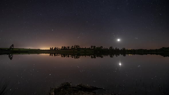 Starry night reflection in Río Tinto lake