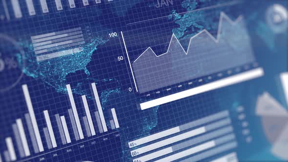Graphs and charts over globe map background