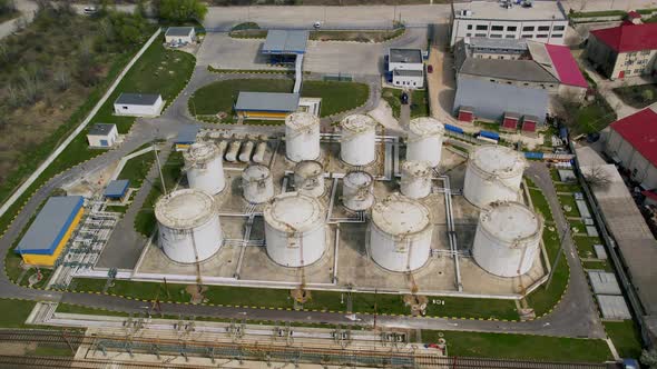Aerial Footage of Big Fuel Reservoires in Petrol Industrial Zone alt