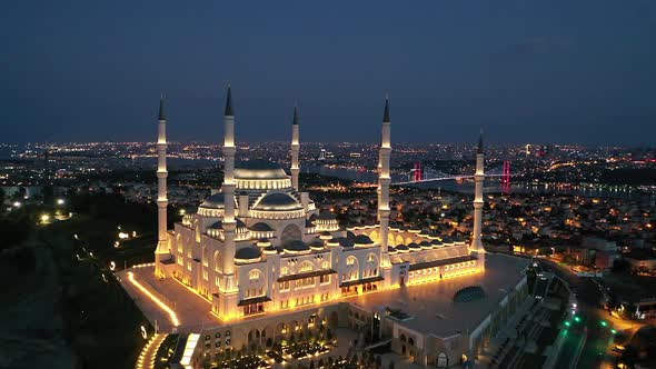 Camlıca Mosque Night Drone Video