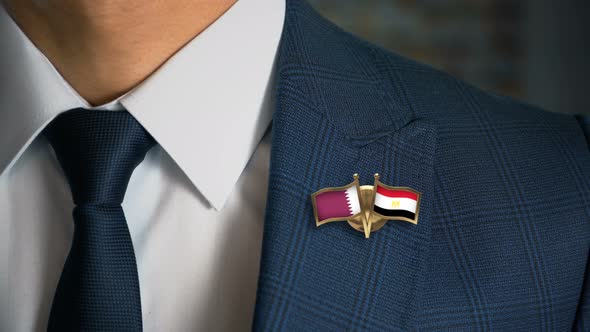 Businessman Friend Flags Pin Qatar Egypt alt