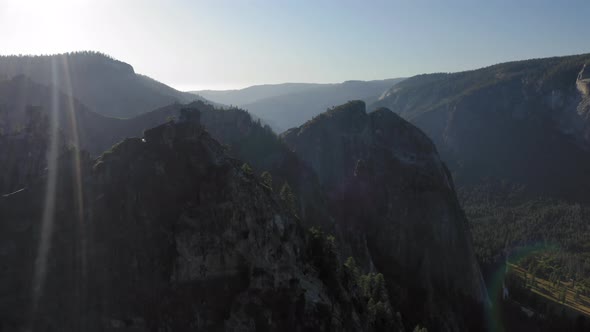 Beautiful Sunset in Yosemite National Park. Inspiring Aerial Footage. California, USA alt