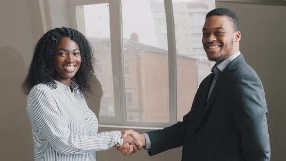 Happy Manager Boss Praise African American Young Female Employee for Professional Achievement in alt