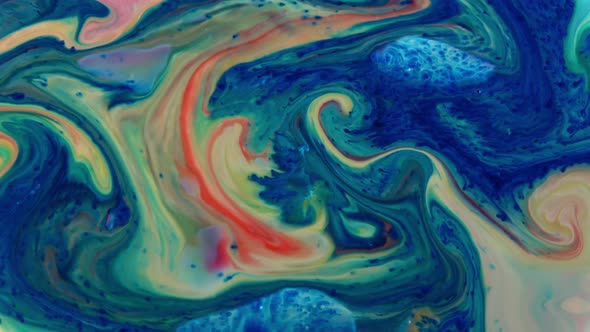 Colorful Chaos Ink Spread In Liquid Paint Turbulence Movement 39