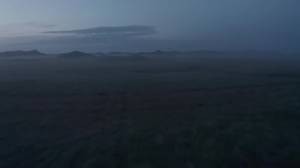 Birds Eye of Icelandic Highlands Covered with Mist and Fog alt