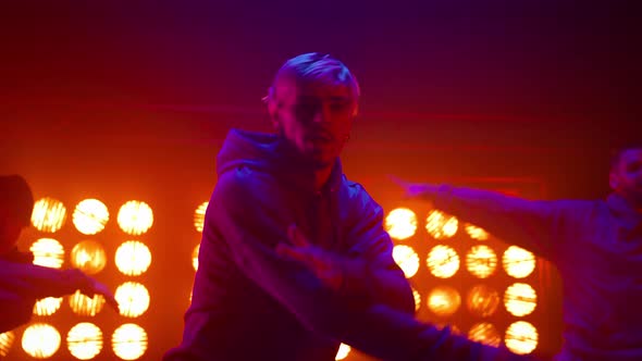 Crew Performing Dance Show Freestyle in Night Club alt