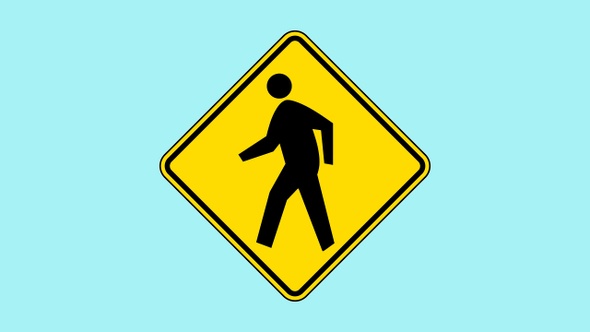 Pedestrian Crossing Sign Animation, Yellow Road Symbol alt