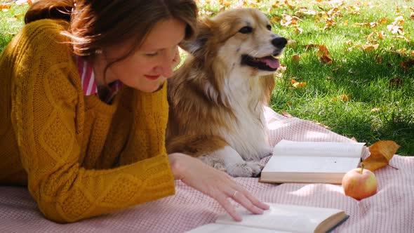 Girl With Corgi Dog Resting At The Park 6 alt