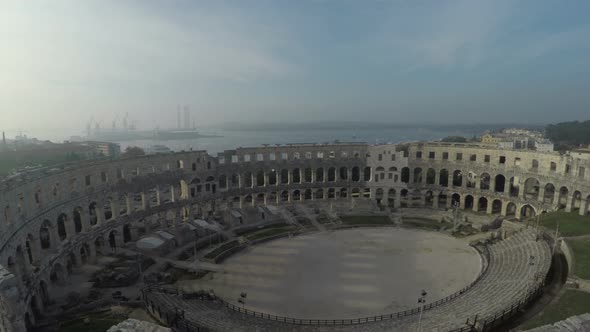 Roman Amphitheater aerial view alt