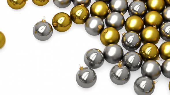 Gold And Silver Christmas Balls Roll Sideways