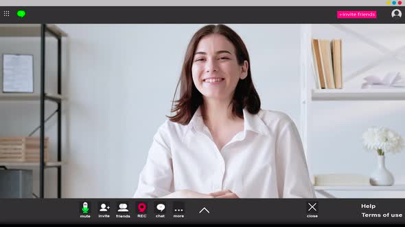 Conference Recording Satisfied Woman Screen Mockup alt