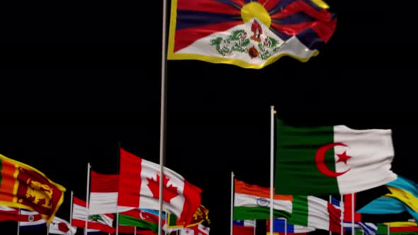 Tibet Flag With World Flags In Alpha Channel